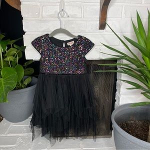 Cat Jack Black Sequin Ruffle Dress
